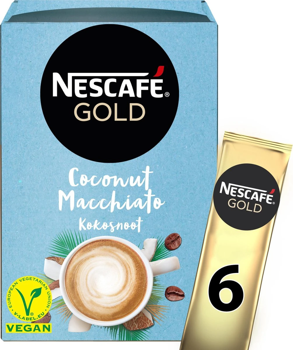 Nescafé Gold Coconut Macchiato Oploskoffie - 6 Doosjes à 6 Zakjes 4 Nescafé Gold Coconut Macchiato Oploskoffie - 6 Doosjes à 6 Zakjes - Afbeelding 4