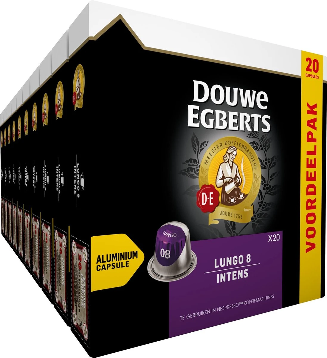 Douwe Egberts Lungo Intens Koffiecups - Intensiteit 8/12 - 10 X 20 Capsules 1 Douwe Egberts Lungo Intens Koffiecups - Intensiteit 8/12 - 10 X 20 Capsules