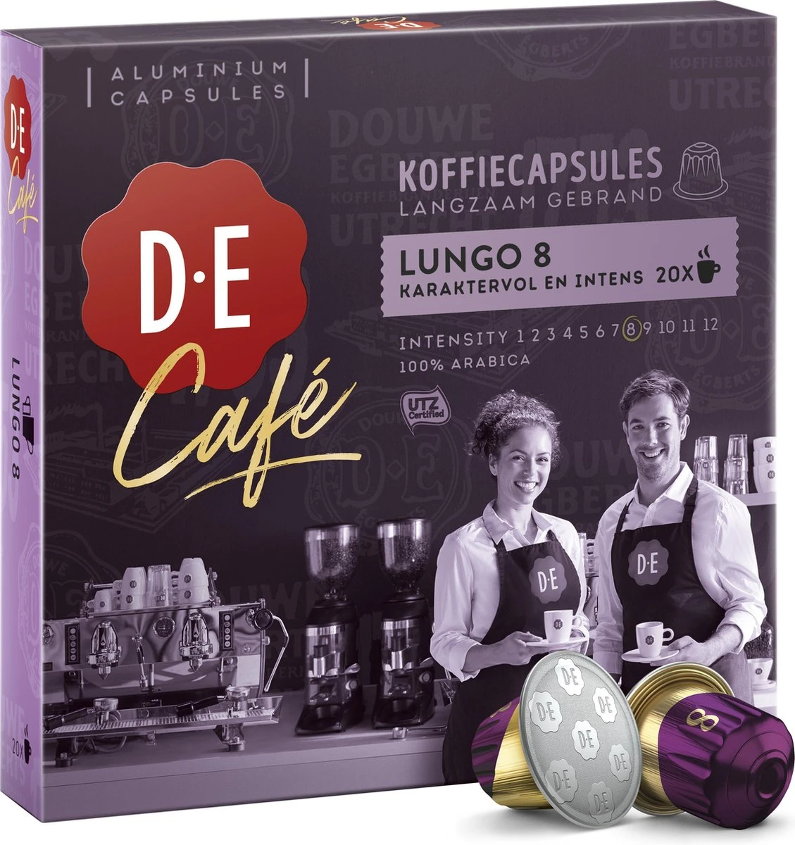 Douwe Egberts D.E Café Lungo Koffiecups - Intesiteit 8/12 - 10 X 20 Capsules 2 Douwe Egberts D.E Café Lungo Koffiecups - Intesiteit 8/12 - 10 X 20 Capsules - Afbeelding 2