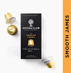 Aroma Club - Nespresso Compatible Capsules (120 St.) - No. 2 Smooth James - Intensiteit 3/5 - Espresso & Lungo - 100% Aluminium Koffiecups -Koffie Verkoop Winkel 1160x1200