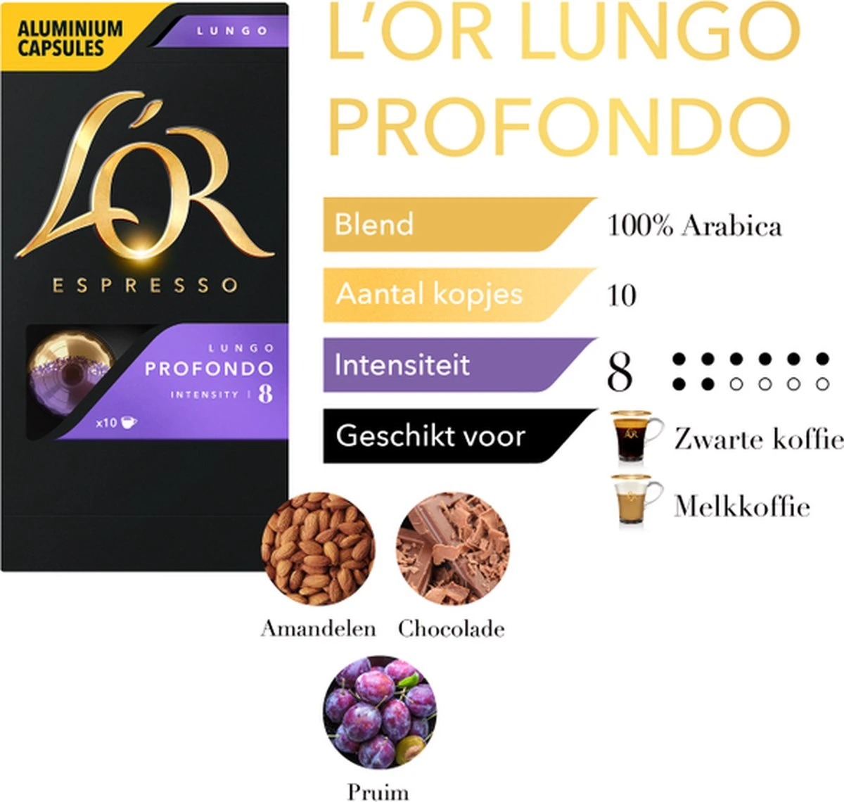 L'OR Lungo Profondo Koffiecups - Intensiteit 8/12 - 10 X 10 Capsules 6 L'OR Lungo Profondo Koffiecups - Intensiteit 8/12 - 10 X 10 Capsules - Afbeelding 6