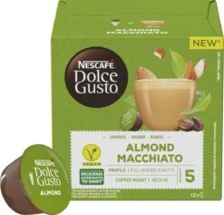 Nescafé Dolce Gusto Almond Macchiato Capsules - Vegan Koffie - 36 Koffiecups -Koffie Verkoop Winkel 1200x1151