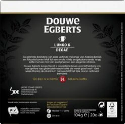 Douwe Egberts Lungo Decaf (6) - 10 X 20 Koffiecups -Koffie Verkoop Winkel 1200x1186 1