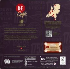 Douwe Egberts D.E Café Lungo Koffiecups - Intesiteit 8/12 - 10 X 20 Capsules 11 Douwe Egberts D.E Café Lungo Koffiecups - Intesiteit 8/12 - 10 X 20 Capsules -Koffie Verkoop Winkel 1200x1186 7