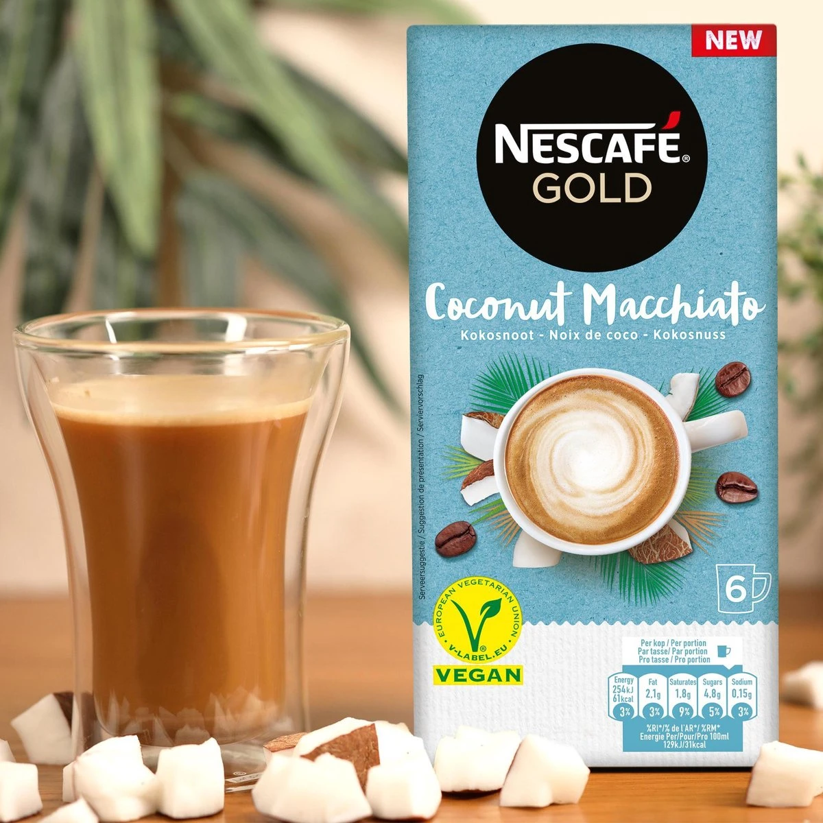 Nescafé Gold Coconut Macchiato Oploskoffie - 6 Doosjes à 6 Zakjes 5 Nescafé Gold Coconut Macchiato Oploskoffie - 6 Doosjes à 6 Zakjes - Afbeelding 5