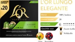L'OR Lungo Elegante Koffiecups - Intensiteit 6/12 - 10 X 20 Capsules 16 L'OR Lungo Elegante Koffiecups - Intensiteit 6/12 - 10 X 20 Capsules -Koffie Verkoop Winkel 1200x677