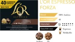 L'OR Espresso Forza Koffiecups - Intensiteit 9/12 - 4 X 40 Capsules -Koffie Verkoop Winkel 1200x678