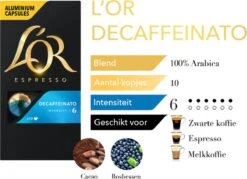 L'OR Espresso Decaffeinato Koffiecups - Intensiteit 6/12 - 10 X 10 Capsules -Koffie Verkoop Winkel 1200x868