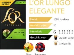 L'OR Lungo Elegante Koffiecups - Intensiteit 6/12 - 10 X 10 Capsules 16 L'OR Lungo Elegante Koffiecups - Intensiteit 6/12 - 10 X 10 Capsules -Koffie Verkoop Winkel 1200x893