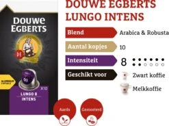 Douwe Egberts Lungo Intens Koffiecups - Intensiteit 8/12 - 10 X 10 Capsules 13 Douwe Egberts Lungo Intens Koffiecups - Intensiteit 8/12 - 10 X 10 Capsules -Koffie Verkoop Winkel 1200x894