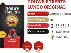 Douwe Egberts Lungo Original Koffiecups - Intensiteit 6/12 - 10 X 10 Capsules -Koffie Verkoop Winkel 1200x895 1