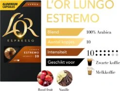 L'OR Lungo Estremo Koffiecups - Intensiteit 10/12 - 10 X 10 Capsules 17 L'OR Lungo Estremo Koffiecups - Intensiteit 10/12 - 10 X 10 Capsules -Koffie Verkoop Winkel 1200x907