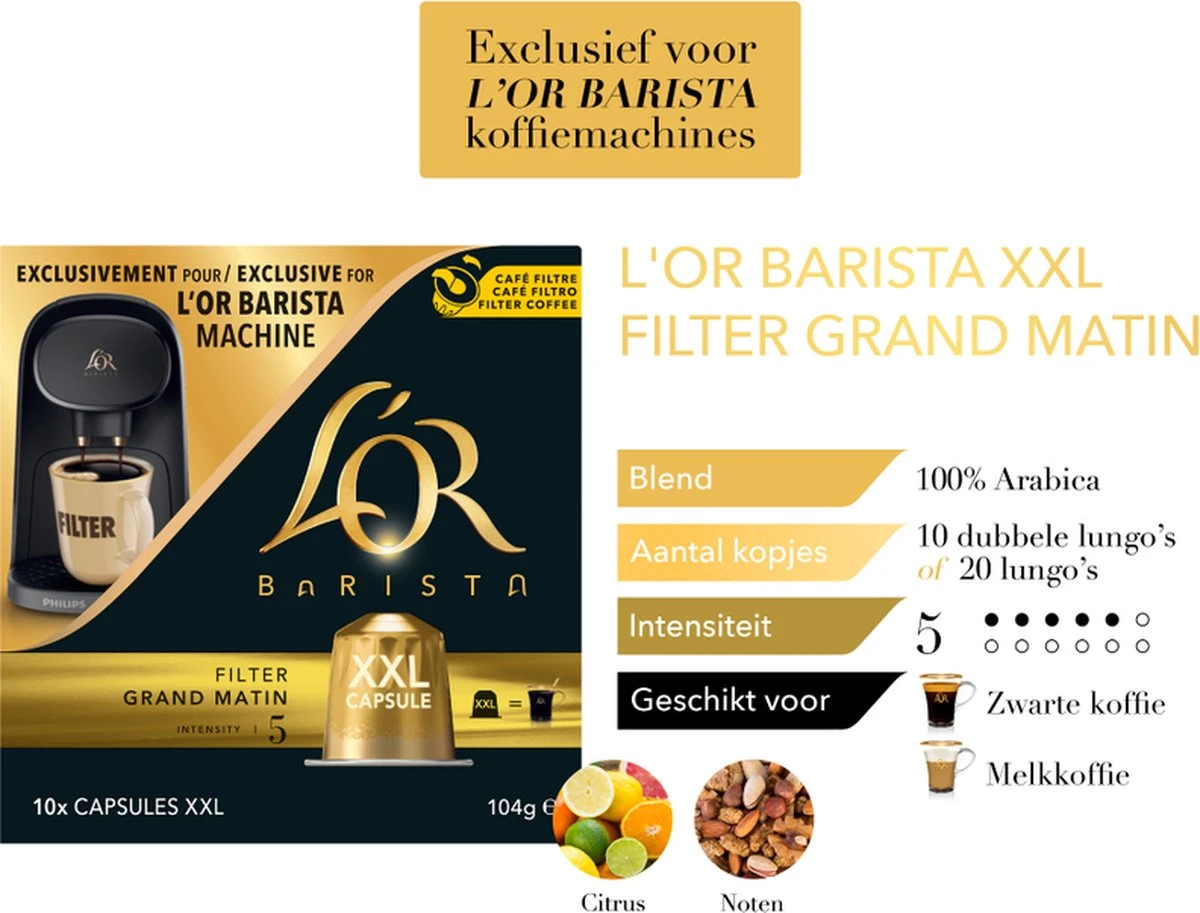 L'OR BARISTA XXL Filter Grand Matin (5) - 5 X 10 Koffiecups 6 L'OR BARISTA XXL Filter Grand Matin (5) - 5 X 10 Koffiecups - Afbeelding 6