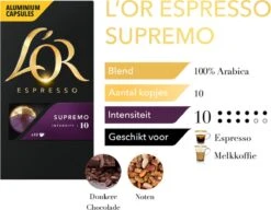 L'OR Espresso Supremo Koffiecups - Intensiteit 10/12 - 10 X 10 Capsules 17 L'OR Espresso Supremo Koffiecups - Intensiteit 10/12 - 10 X 10 Capsules -Koffie Verkoop Winkel 1200x933