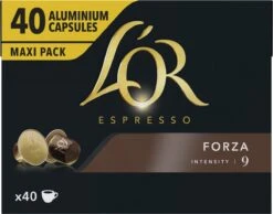 L'OR Espresso Forza Koffiecups - Intensiteit 9/12 - 4 X 40 Capsules -Koffie Verkoop Winkel 1200x942 1