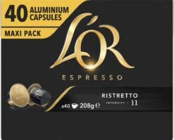 L'OR Espresso Ristretto Koffiecups - Intensiteit 11/12 - 4 X 40 Capsules 20 L'OR Espresso Ristretto Koffiecups - Intensiteit 11/12 - 4 X 40 Capsules -Koffie Verkoop Winkel 1200x965 2