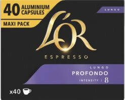 L'OR Lungo Profondo Koffiecups - Intensiteit 8/12 - 4 X 40 Capsules -Koffie Verkoop Winkel 1200x966 1