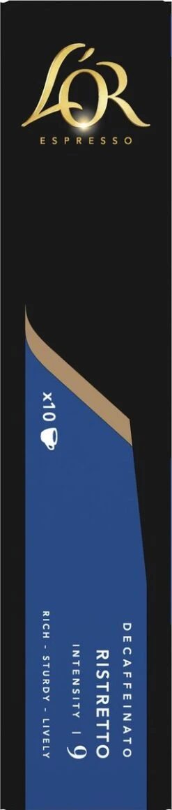 L'OR Espresso Ristretto Decaffeinato - Intensiteit 9/12 - 10 X 10 Capsules 13 L'OR Espresso Ristretto Decaffeinato - Intensiteit 9/12 - 10 X 10 Capsules -Koffie Verkoop Winkel 255x1200 9