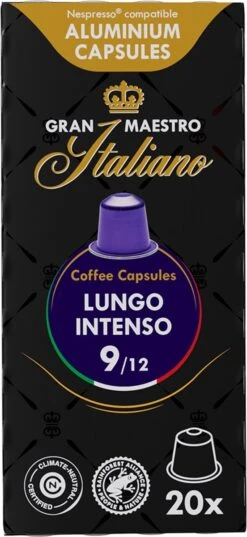 Gran Maestro Italiano - Lungo Intenso - Koffiecups - Nespresso Compatibel Capsules - Krachtige Smaak - 6 X 20 Cups 9 Gran Maestro Italiano - Lungo Intenso - Koffiecups - Nespresso Compatibel Capsules - Krachtige Smaak - 6 X 20 Cups -Koffie Verkoop Winkel 552x1200