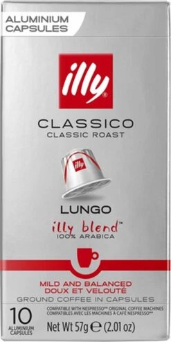 Illy Lungo Classico Koffiecups - Intensiteit 5/9 - 10 X 10 Capsules -Koffie Verkoop Winkel 601x1200