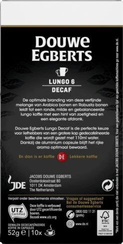 Douwe Egberts Lungo Decaf Koffiecups - Intensiteit 6/12 - 10 X 10 Capsules -Koffie Verkoop Winkel 607x1200 3