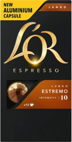 L'OR Lungo Estremo Koffiecups - Intensiteit 10/12 - 10 X 10 Capsules 22 L'OR Lungo Estremo Koffiecups - Intensiteit 10/12 - 10 X 10 Capsules -Koffie Verkoop Winkel 612x1200