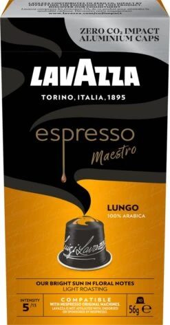 Lavazza Espresso Lungo - Aluminium Nespresso Capsules - 10 Stuks -Koffie Verkoop Winkel 627x1200