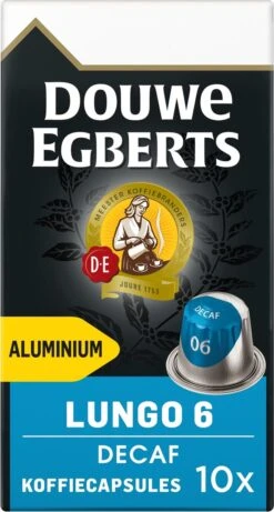 Douwe Egberts Lungo Decaf Koffiecups - Intensiteit 6/12 - 10 X 10 Capsules -Koffie Verkoop Winkel 643x1200 1