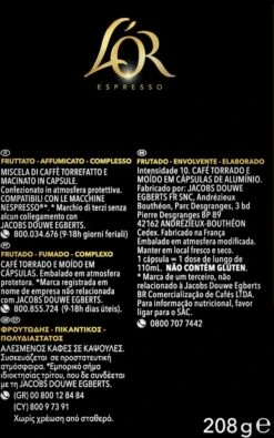 L'OR Lungo Estremo Koffiecups - Intensiteit 10/12 - 4 X 40 Capsules -Koffie Verkoop Winkel 750x1200