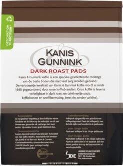 Kanis & Gunnink Dark Roast Koffiepads - 10 X 36 Pads -Koffie Verkoop Winkel 894x1200