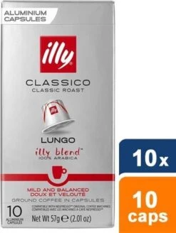 Illy Lungo Classico Koffiecups - Intensiteit 5/9 - 10 X 10 Capsules -Koffie Verkoop Winkel 904x1200