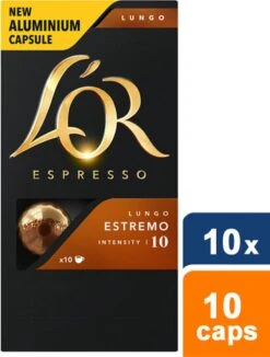 L'OR Lungo Estremo Koffiecups - Intensiteit 10/12 - 10 X 10 Capsules 23 L'OR Lungo Estremo Koffiecups - Intensiteit 10/12 - 10 X 10 Capsules -Koffie Verkoop Winkel 909x1200