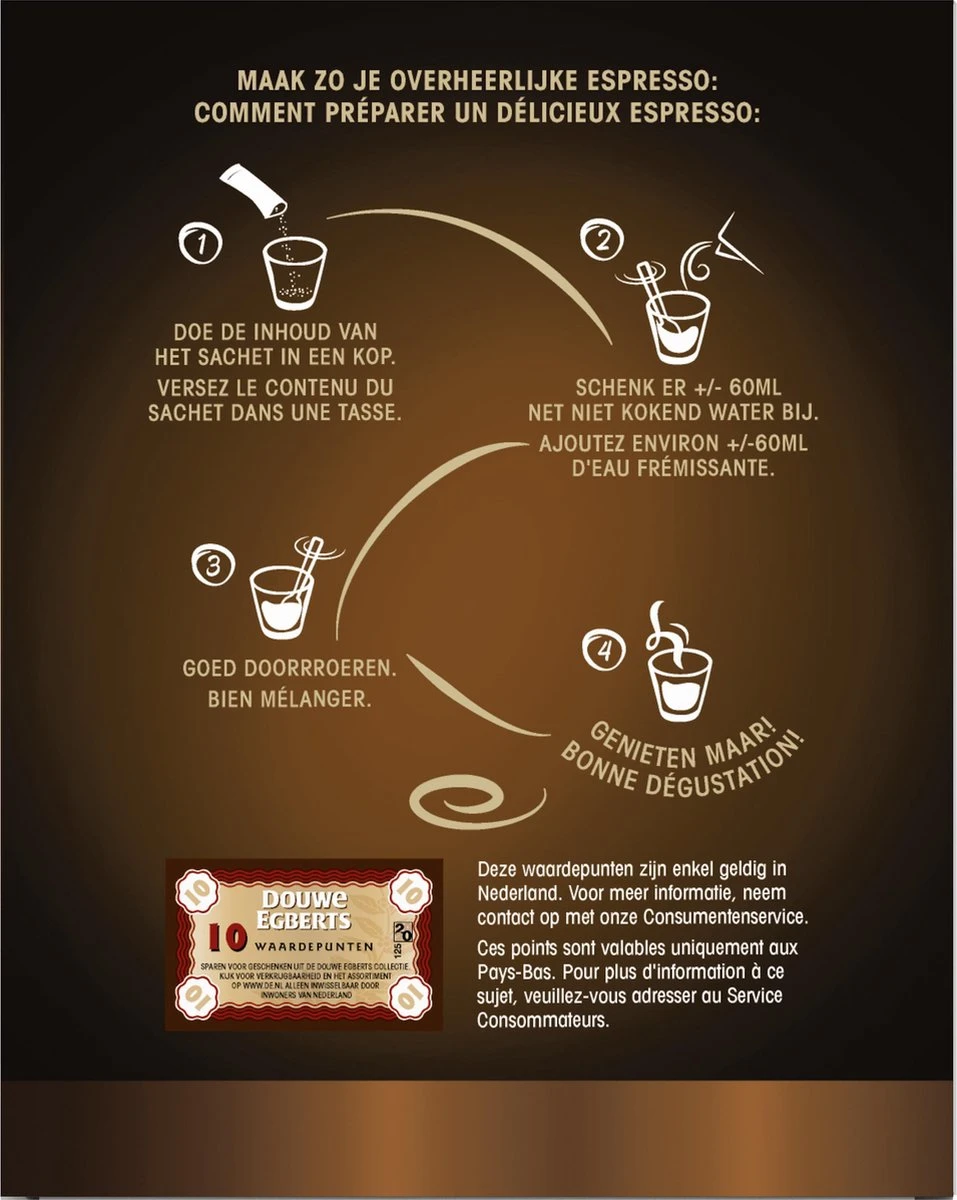 Douwe Egberts Espresso Sticks Oploskoffie - 6 X 25 Zakjes 3 Douwe Egberts Espresso Sticks Oploskoffie - 6 X 25 Zakjes - Afbeelding 3